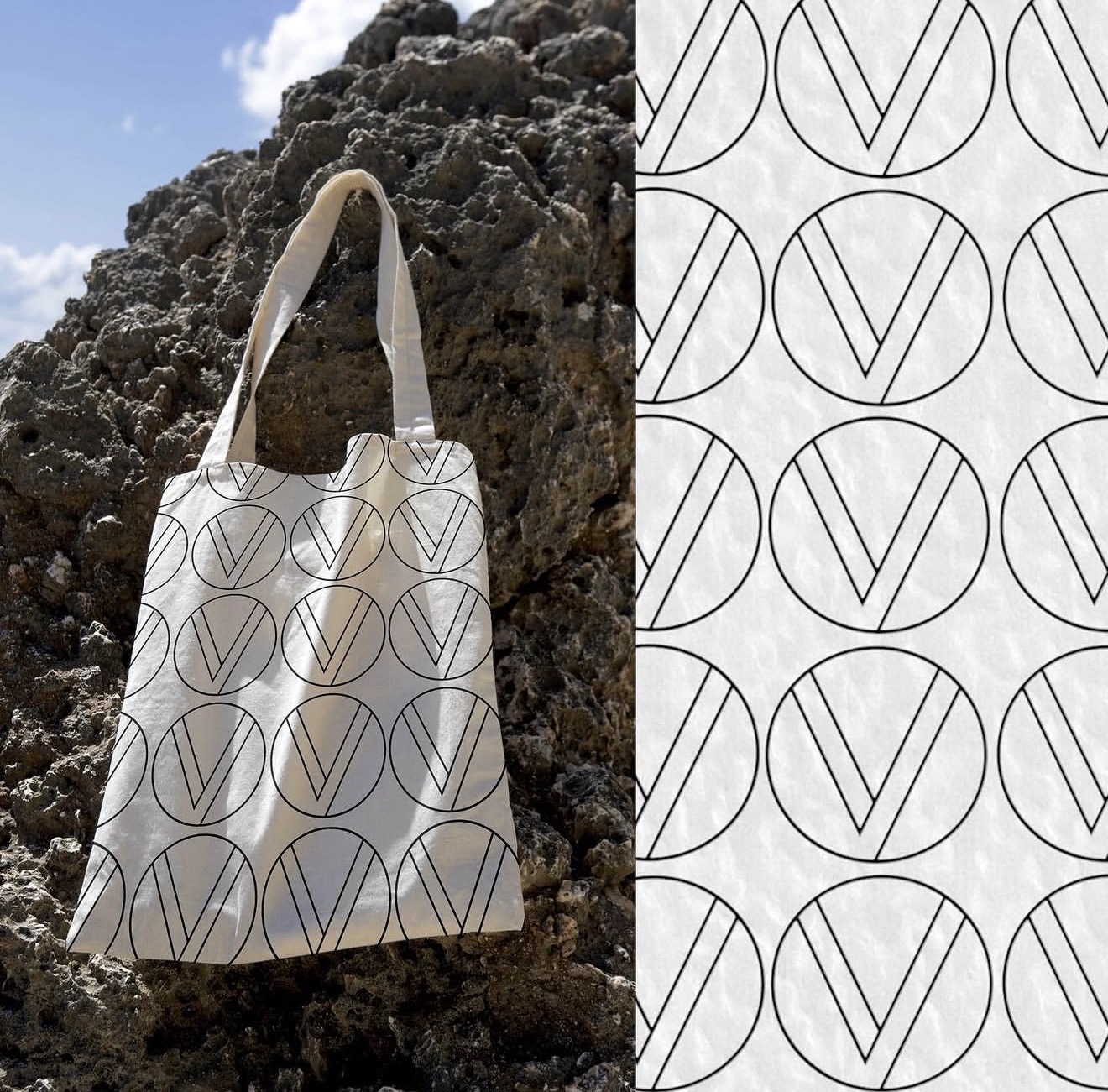 Tote bag con patrón de marca
